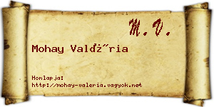 Mohay Valéria névjegykártya
